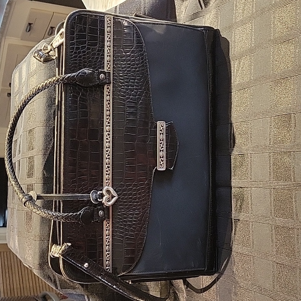 Brighton Black leather w Nylon Tote Breifcase/Laptop Bag